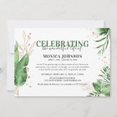 Invitation Elégant Tropical Botanical Greenery & Gold Funeral (Devant)