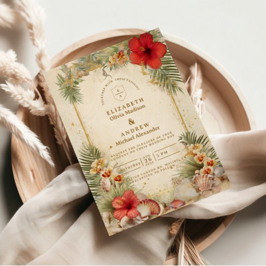 Invitation Elegant Tropical Botanical Wedding