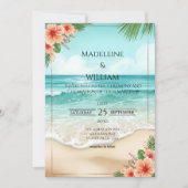 Invitation Elegant Tropical Coastal Hawaiian Beach Wedding (Devant)