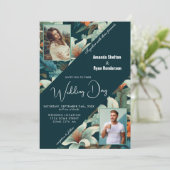 Invitation Élégant Tropical Floral Flower 2 Mariage photo (Debout devant)