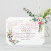 Invitation Élégant Tropical Floral Gold World Map Mariage (Debout devant)