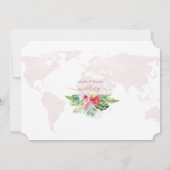 Invitation Élégant Tropical Floral Gold World Map Mariage (Dos)