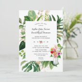 Invitation Elégant Tropical Garden Flowers Mariage Or (Debout devant)