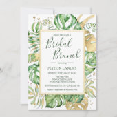 Invitation Elégant Tropical Gold Frame Bridal Brunch Douche (Devant)