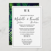 Invitation Elégant Tropical Print & Modern Typography Mariage (Devant / Derrière)
