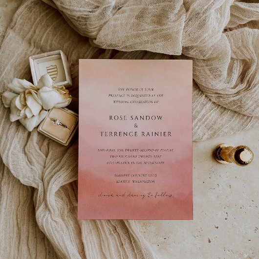 Invitation Elegant Tropical Sunset Watercolor Wedding