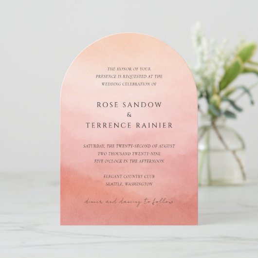 Invitation Elegant Tropical Sunset Watercolor Wedding (Debout devant)