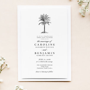 Invitation Élégant Tropical Vintage Palm Tree Mariage