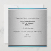 Invitation Elégant Turquoise Black & Silver Metal 40e anniver (Dos)