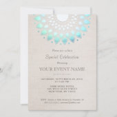 Invitation Élégant Turquoise Bleu Beige Aspect Lin (Devant)