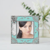 Invitation Élégant Turquoise bleu et Silver Sweet 16 Party (Debout devant)