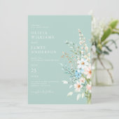 Invitation Élégant Turquoise Boho Chic Fleur sauvage Floral M (Debout devant)