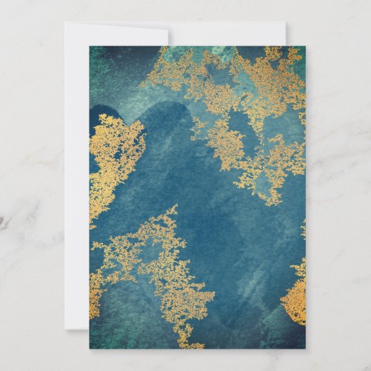 Invitation Élégant Turquoise et or Bible Mariage chrétien (Dos)