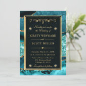 Invitation Élégant Turquoise et Parties scintillant or Mariag (Debout devant)