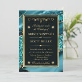 Invitation Élégant Turquoise et Parties scintillant or Mariag (Debout devant)