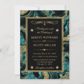 Invitation Élégant Turquoise Foil et Gold Parties scintillant (Devant)