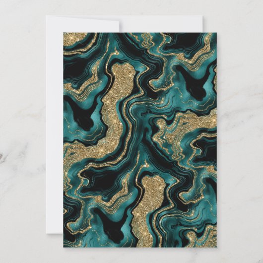 Invitation Élégant Turquoise Foil et Gold Parties scintillant (Dos)