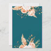 Invitation Elégant Turquoise foncé Boho Chic Fall Floral Mari (Dos)
