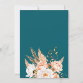 Invitation Elégant Turquoise foncé Boho Chic Fall Floral Mari (Dos)