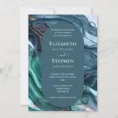 Invitation Élégant Turquoise & Gold Agate Mariage (Devant)