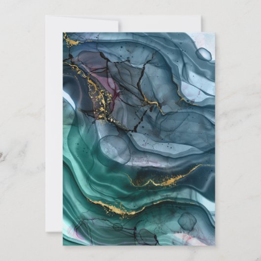 Invitation Élégant Turquoise & Gold Agate Mariage (Dos)