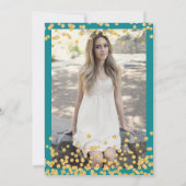 Invitation Elégant Turquoise Gold Confetti Photo Sweet 16 (Dos)