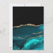 Invitation Elégant Turquoise Marbre Noir Or 70e anniversaire (Dos)
