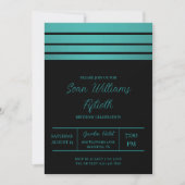 Invitation Elégant Turquoise Stripes Masculine Anniversaire (Devant)