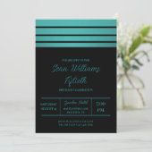 Invitation Elégant Turquoise Stripes Masculine Anniversaire (Debout devant)
