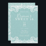 Invitation Elégant Turquoise Turquoise Blanche dentelle Douce<br><div class="desc">Personnaliser pour tout événement</div>