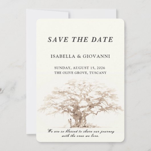 Invitation Elegant Tuscany Olive Tree Wedding Save The Date (Devant)