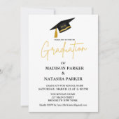 Invitation Elégant Twin Gold Calligraphy Graduation Party (Devant)