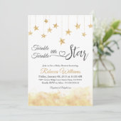 Invitation Elégant Twinkle Little Star Gold Cloud Baby shower (Debout devant)