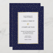 Invitation Elégant Twinkle Stars Midnight Blue Sky Gold Weddi (Devant / Derrière)