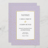 Invitation Elégant Twinkle Stars Pastel Lavender Gold Mariage (Devant / Derrière)