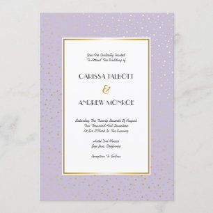 Invitation Elégant Twinkle Stars Pastel Lavender Gold Mariage