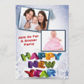 Invitation Elegant Two Photo Happy New Year’s Dinner Party (Devant)