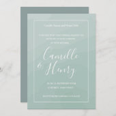 Invitation Elégant type bleu turquoise mariage (Devant / Derrière)