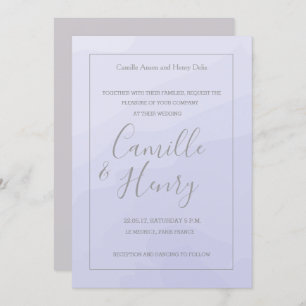 Invitation Elégant type lavande gris aquarelle mariage