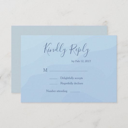 Invitation Elégant type pastel bleu aquarelle mariage rsvp (Devant / Derrière)
