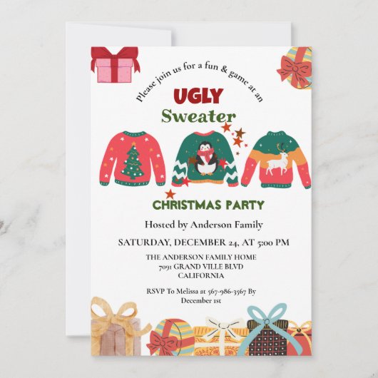 Invitation ELegant Ugly Sweater fête de noël (Devant)