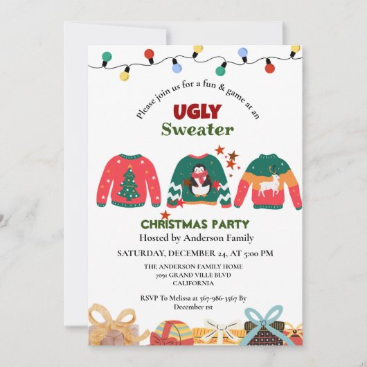 Invitation ELegant Ugly Sweater fête de noël (Devant)