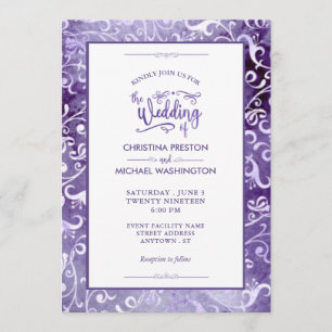 Invitation Elégant Ultra Violet Aquarelle Flouris Mariage
