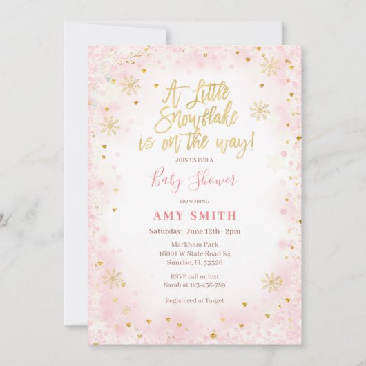 Invitation Élégant Un petit flocon de neige est en route (Devant)