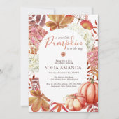 Invitation Élégant Un Peu Citrouille L'Automne Feuille Baby s (Devant)