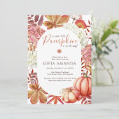 Invitation Élégant Un Peu Citrouille L'Automne Feuille Baby s (Debout devant)