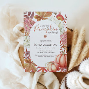 Invitation Élégant Un Peu Citrouille L'Automne Feuille Baby s