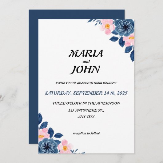 Invitation Élégant unique chic romantique minimaliste classiq (Devant / Derrière)