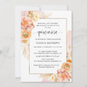 Invitation Elégant, unique couleur rose aquarelle Floral Quin (Devant)