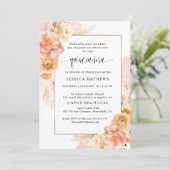 Invitation Elégant, unique couleur rose aquarelle Floral Quin (Debout devant)